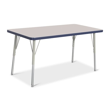 Jonti-Craft Berries Rectangle Activity Table, 24 in. x 48 in., A-height, Freckled Gray/Navy/Gray 6403JCA112
